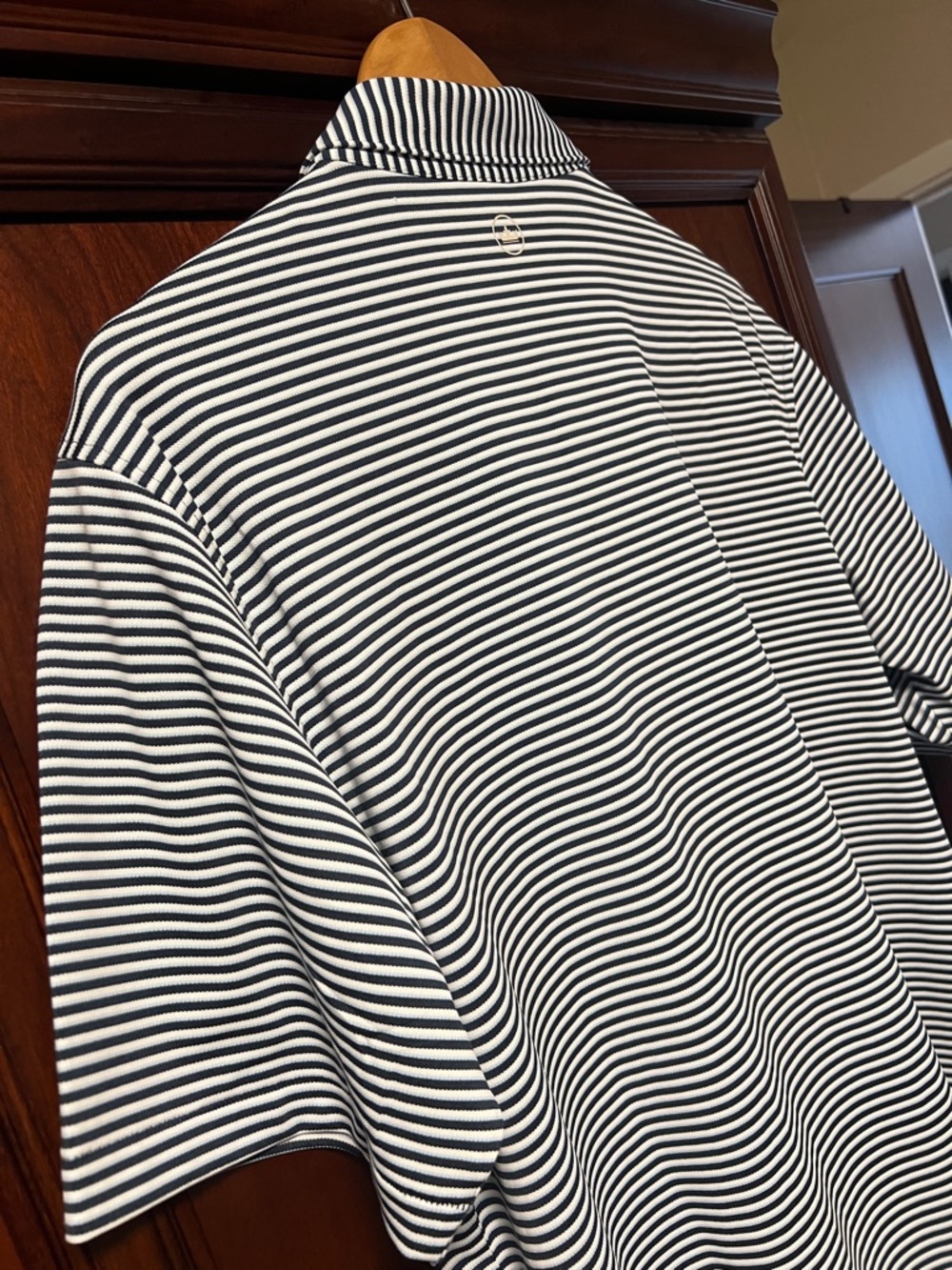 Brand New Peter Millar Crown Crafted Stretch Classic Navy & White Striped Polo! - Picture 6 of 12
